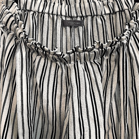 Maurices Black/White Pin Stripe Flared Dress Pants - Picture 7 of 7